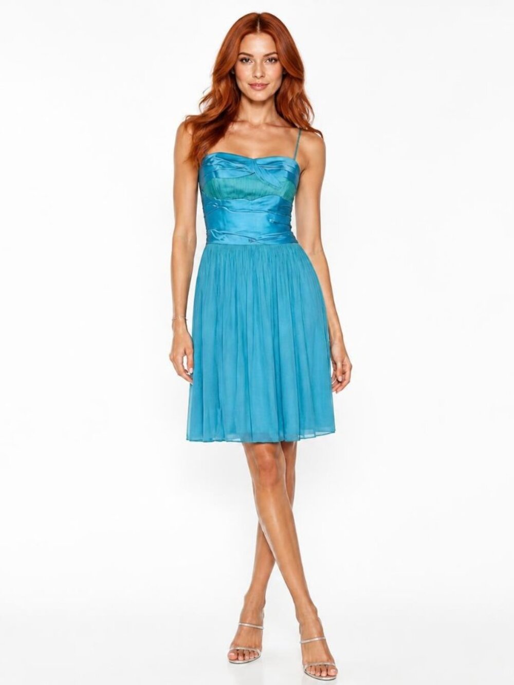 Gorgeous Handmade Vintage Strapless Teal-Aqua Ballet Gown